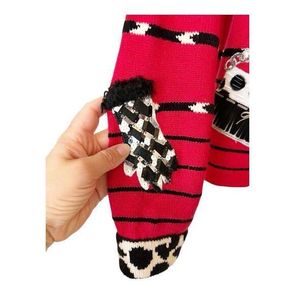 Janes Closet VTG Red Ramie Cardigan Shoes Handbags Gloves Zebra Print Sz M - Picture 5 of 7